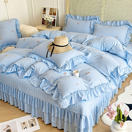 91家纺网 家纺一手货源 找家纺 苏米娜2024小红书多巴胺ins风法式小香风糯小棉散点玫瑰床盖款四件套水洗棉纯棉全棉夏被四件套