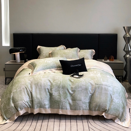 91家纺网 家纺一手货源 找家纺 黑白森林2024款 60S支兰精天丝数码印花四件套