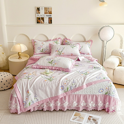 91家纺网 家纺一手货源 找家纺 （总）2025春夏A类母婴级泡泡纱床盖款夏被四件套泡泡棉小竺棉双层纱棉麻纯棉全棉夏被四件套纯棉全棉夏被四件套 