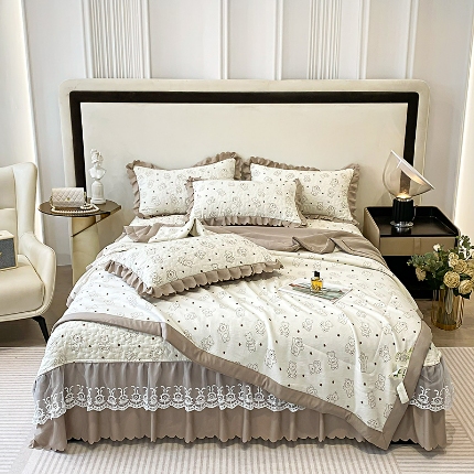 91家纺网 家纺一手货源 找家纺 （总）2025春夏A类母婴级泡泡纱床盖款夏被四件套泡泡棉小竺棉双层纱棉麻纯棉全棉夏被四件套纯棉全棉夏被四件套 