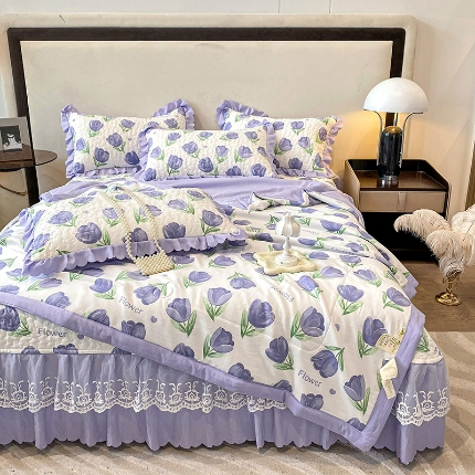 91家纺网 家纺一手货源 找家纺 （总）2025春夏A类母婴级泡泡纱床盖款夏被四件套泡泡棉小竺棉双层纱棉麻纯棉全棉夏被四件套纯棉全棉夏被四件套 