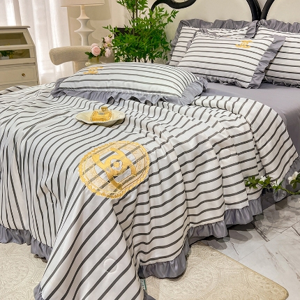 91家纺网 家纺一手货源 找家纺 （总）新22 经年2025年 水洗真丝韩版夏被四件套直播爆款 浅夏系列