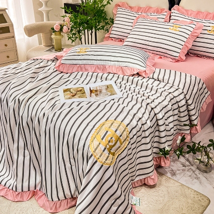 91家纺网 家纺一手货源 找家纺 （总）新22 经年2025年 水洗真丝韩版夏被四件套直播爆款 浅夏系列