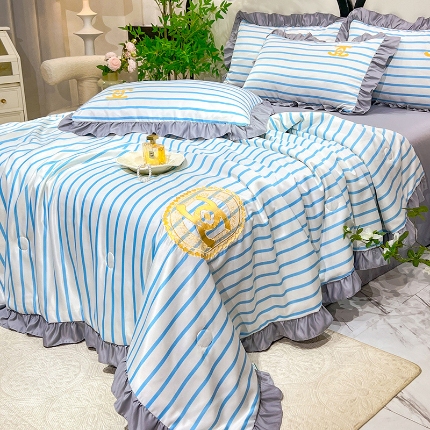 91家纺网 家纺一手货源 找家纺 （总）新22 经年2025年 水洗真丝韩版夏被四件套直播爆款 浅夏系列