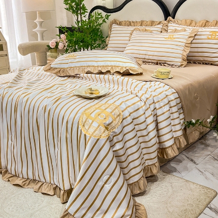 91家纺网 家纺一手货源 找家纺 （总）新22 经年2025年 水洗真丝韩版夏被四件套直播爆款 浅夏系列