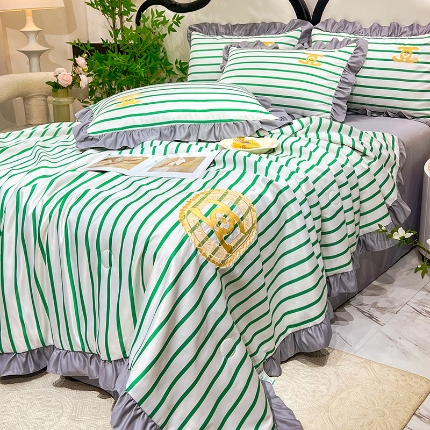 91家纺网 家纺一手货源 找家纺 （总）新22 经年2025年 水洗真丝韩版夏被四件套直播爆款 浅夏系列