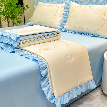 91家纺网 家纺一手货源 找家纺 （总）新20 经年2025年水洗真丝韩版夏被四件套直播爆款 一世系列