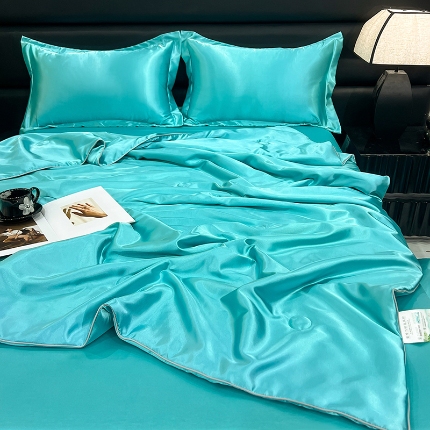 91家纺网 家纺一手货源 找家纺 （总）新18 经年2025年 夏季丝绸真丝手感水洗真丝夏被四件套 直播爆款