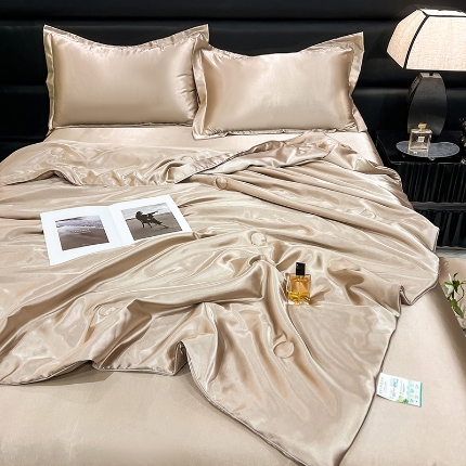 91家纺网 家纺一手货源 找家纺 （总）新18 经年2025年 夏季丝绸真丝手感水洗真丝夏被四件套 直播爆款