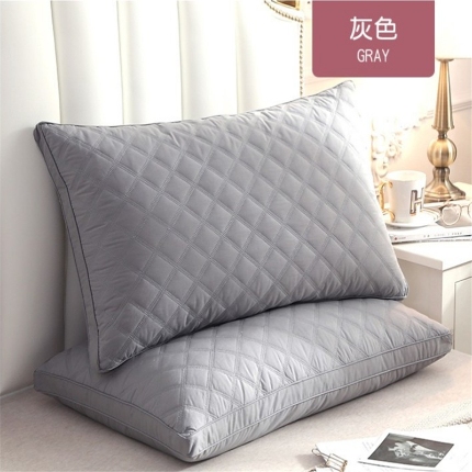 91家纺网 家纺一手货源 找家纺 全棉立体绗缝三线格枕 高弹羽丝绒枕头 高端酒店枕芯