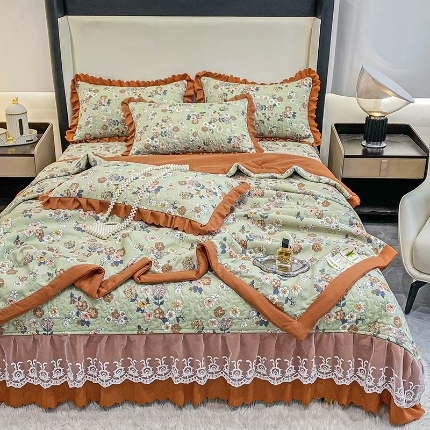 91家纺网 家纺一手货源 找家纺 （总）2025春夏A类母婴级泡泡纱床盖款夏被四件套泡泡棉小竺棉双层纱棉麻纯棉全棉夏被四件套纯棉全棉夏被四件套 