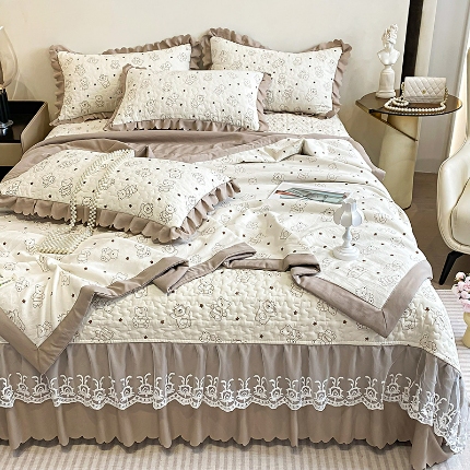 91家纺网 家纺一手货源 找家纺 （总）2025春夏A类母婴级泡泡纱床盖款夏被四件套泡泡棉小竺棉双层纱棉麻纯棉全棉夏被四件套纯棉全棉夏被四件套 