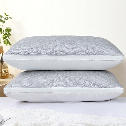 91家纺网 家纺一手货源 找家纺 兴丝露枕芯 凉感丝豆豆羽丝枕 全棉羽丝绒枕头 立体枕 双边枕 春夏枕头 夏季凉感枕 舒适枕