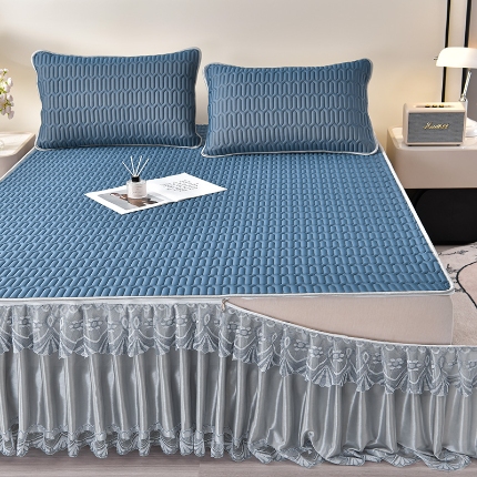 91家纺网 家纺一手货源 找家纺 （总1）诺梵 2025新款可拆卸乳胶凉席三件套床裙款