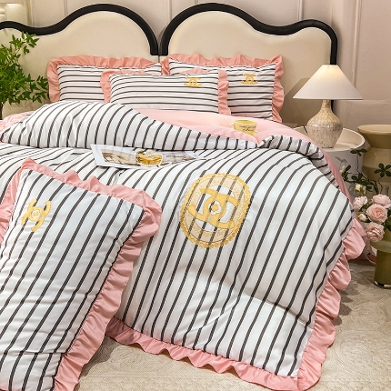 91家纺网 家纺一手货源 找家纺 （总）新21 经年2025年 水洗真丝韩版四件套直播爆款 浅夏系列