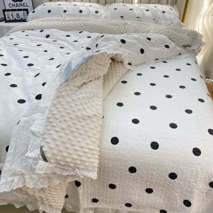 91家纺网 家纺一手货源 找家纺 （总）暖居 2024新款豆豆被砂洗棉花床盖四件套春秋单件豆豆绒被芯被褥可机洗