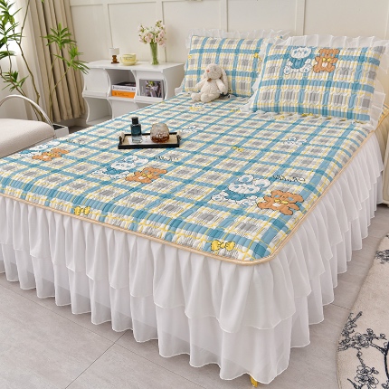 91家纺网 家纺一手货源 找家纺 （总）民新家纺 2024新款凉感丝乳胶床裙凉席