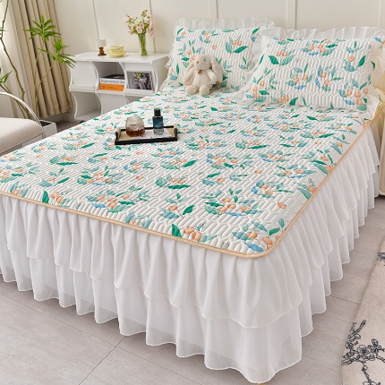 91家纺网 家纺一手货源 找家纺 （总）民新家纺 2024新款凉感丝乳胶床裙凉席