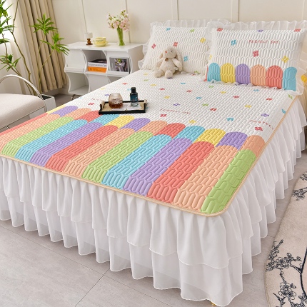 91家纺网 家纺一手货源 找家纺 （总）民新家纺 2024新款凉感丝乳胶床裙凉席