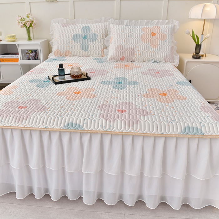 91家纺网 家纺一手货源 找家纺 （总）民新家纺 2024新款凉感丝乳胶床裙凉席