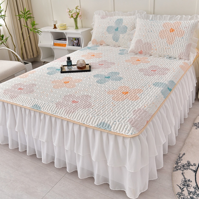 91家纺网 家纺一手货源 找家纺 （总）民新家纺 2024新款凉感丝乳胶床裙凉席