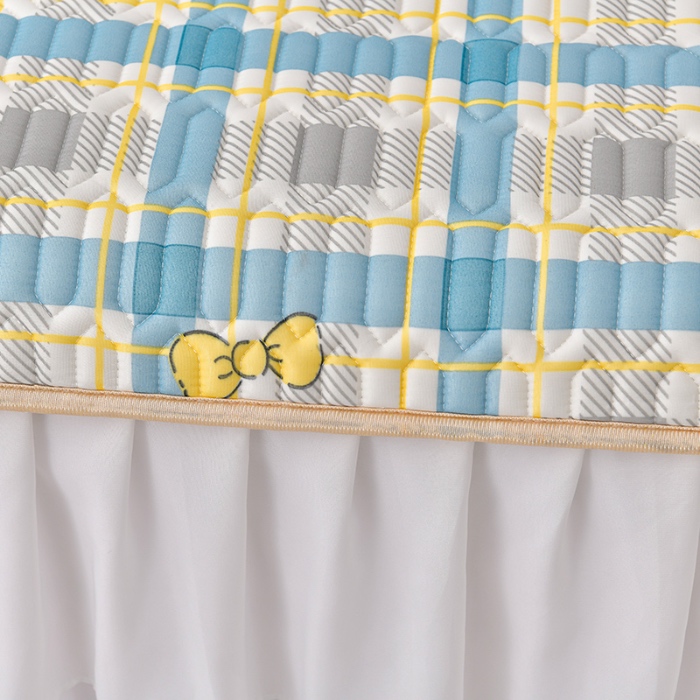 91家纺网 家纺一手货源 找家纺 民新家纺 2024新款凉感丝乳胶床裙凉席 格调兔-蓝