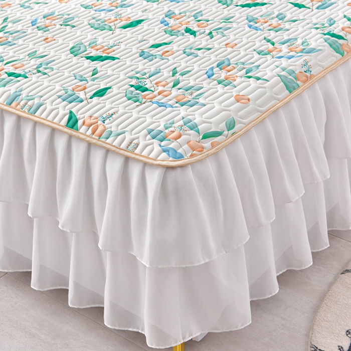 91家纺网 家纺一手货源 找家纺 民新家纺 2024新款凉感丝乳胶床裙凉席 硕果累累