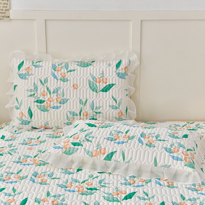 91家纺网 家纺一手货源 找家纺 民新家纺 2024新款凉感丝乳胶床裙凉席 硕果累累