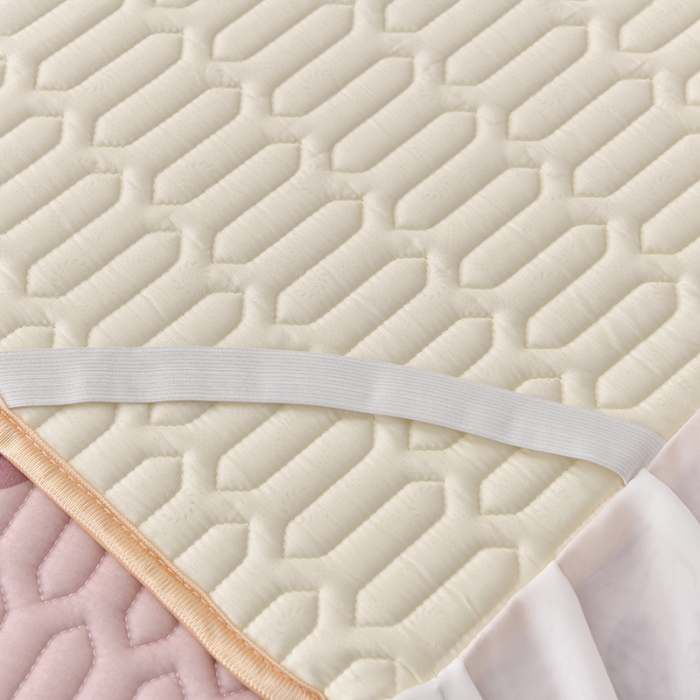 91家纺网 家纺一手货源 找家纺 民新家纺 2024新款凉感丝乳胶床裙凉席 小星星-豆沙