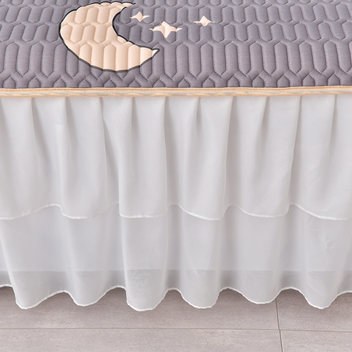 91家纺网 家纺一手货源 找家纺 民新家纺 2024新款凉感丝乳胶床裙凉席 星空-灰