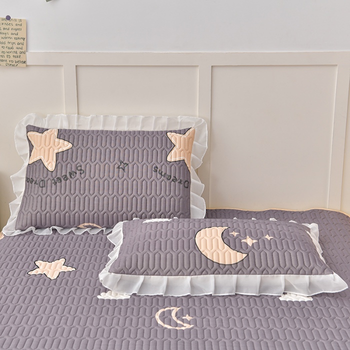 91家纺网 家纺一手货源 找家纺 民新家纺 2024新款凉感丝乳胶床裙凉席 星空-灰