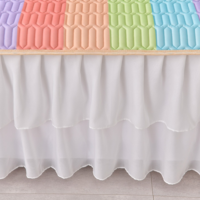 91家纺网 家纺一手货源 找家纺 民新家纺 2024新款凉感丝乳胶床裙凉席 雨后彩虹