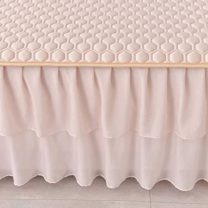 91家纺网 家纺一手货源 找家纺 民新家纺 2024新款凉感丝乳胶床裙凉席 足球花-香妃粉