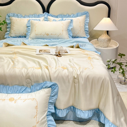 91家纺网 家纺一手货源 找家纺 （总）新20 经年2025年水洗真丝冰丝天丝韩版夏被四件套直播爆款 一世系列