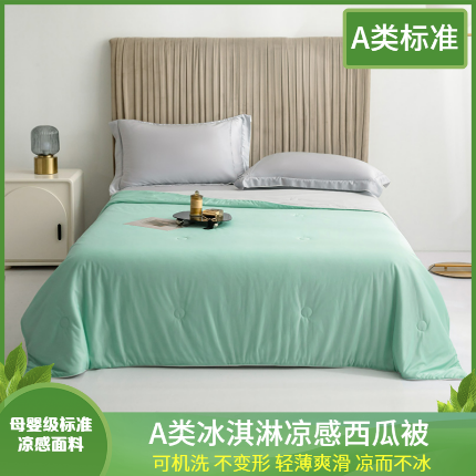 锦禾穗 2025新款A类母婴级冰淇淋凉感夏被高端凉感丝拼色空调被西瓜被 水绿