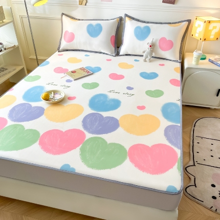 91家纺网 家纺一手货源 找家纺 （总）九花鹿 2024新款A类碳光冰丝凉席床笠款三件套四件套