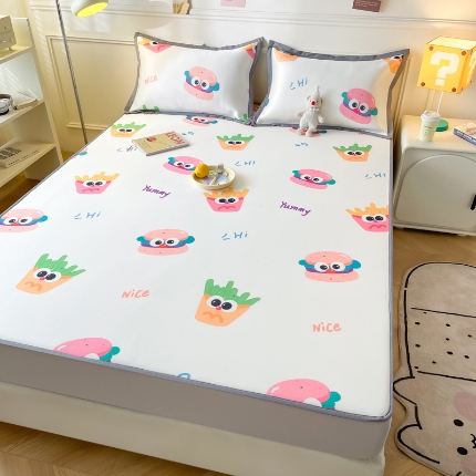 91家纺网 家纺一手货源 找家纺 （总）九花鹿 2024新款A类碳光冰丝凉席床笠款三件套四件套