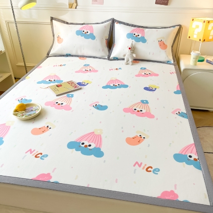 91家纺网 家纺一手货源 找家纺 九花鹿 2024新款A类碳光冰丝凉席三件套四件套大家庭