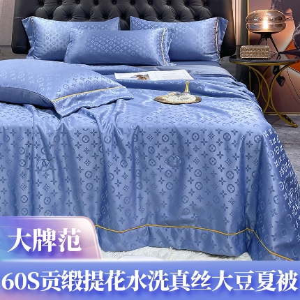 91家纺网 家纺一手货源 找家纺 （总）1经年：2025年60S贡缎提花水洗真丝冰丝天丝大豆夏被四件套直播爆款