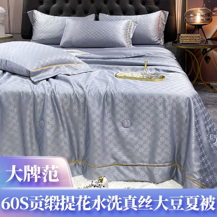 91家纺网 家纺一手货源 找家纺 （总）1经年：2025年60S贡缎提花水洗真丝冰丝天丝大豆夏被四件套直播爆款