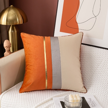 91家纺网 家纺一手货源 找家纺 （总）高档外贸出口亚马逊贡缎印花沙发抱枕-三色条系列