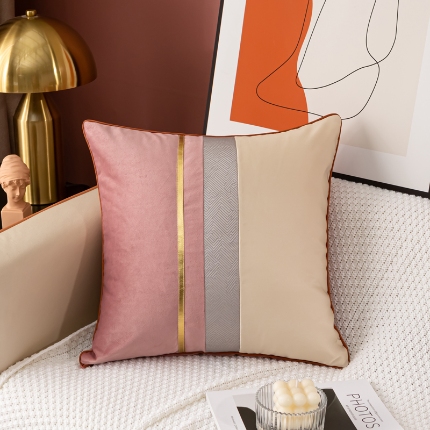 91家纺网 家纺一手货源 找家纺 （总）高档外贸出口亚马逊贡缎印花沙发抱枕-三色条系列