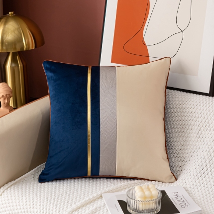 91家纺网 家纺一手货源 找家纺 （总）高档外贸出口亚马逊贡缎印花沙发抱枕-三色条系列