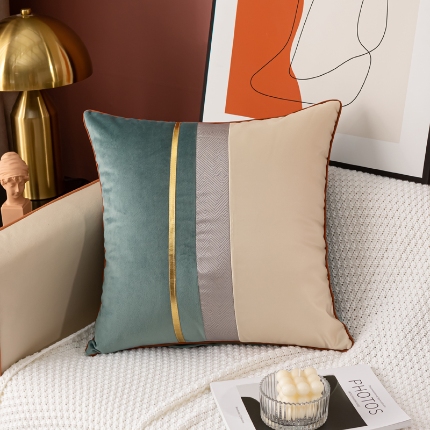 91家纺网 家纺一手货源 找家纺 （总）高档外贸出口亚马逊贡缎印花沙发抱枕-三色条系列