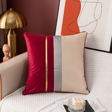 91家纺网 家纺一手货源 找家纺 （总）高档外贸出口亚马逊贡缎印花沙发抱枕-三色条系列