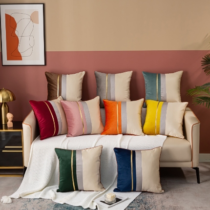 （总）高档外贸出口亚马逊贡缎印花沙发抱枕-三色条系列