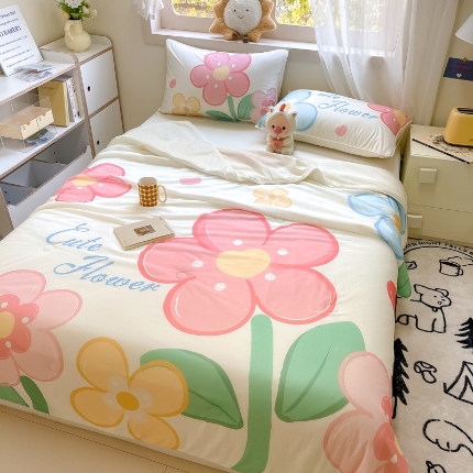 91家纺网 家纺一手货源 找家纺 （总）九花鹿2024新款A类大版凉感丝夏凉被空调被