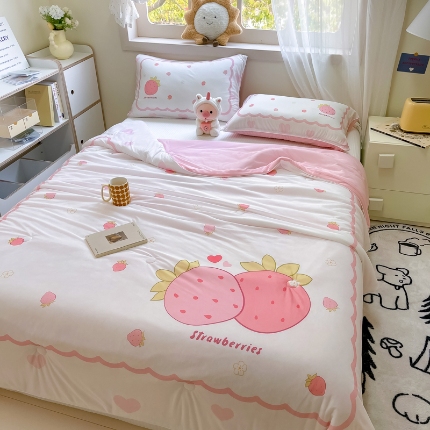 91家纺网 家纺一手货源 找家纺 （总）九花鹿2024新款A类大版凉感丝夏凉被空调被