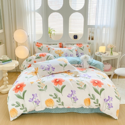 91家纺网 家纺一手货源 找家纺 （总）直播2024新款斜纹磨毛印花四件套植物羊绒套件