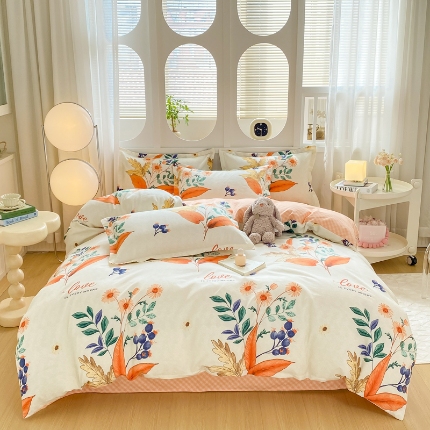 91家纺网 家纺一手货源 找家纺 （总）直播2024新款斜纹磨毛印花四件套植物羊绒套件